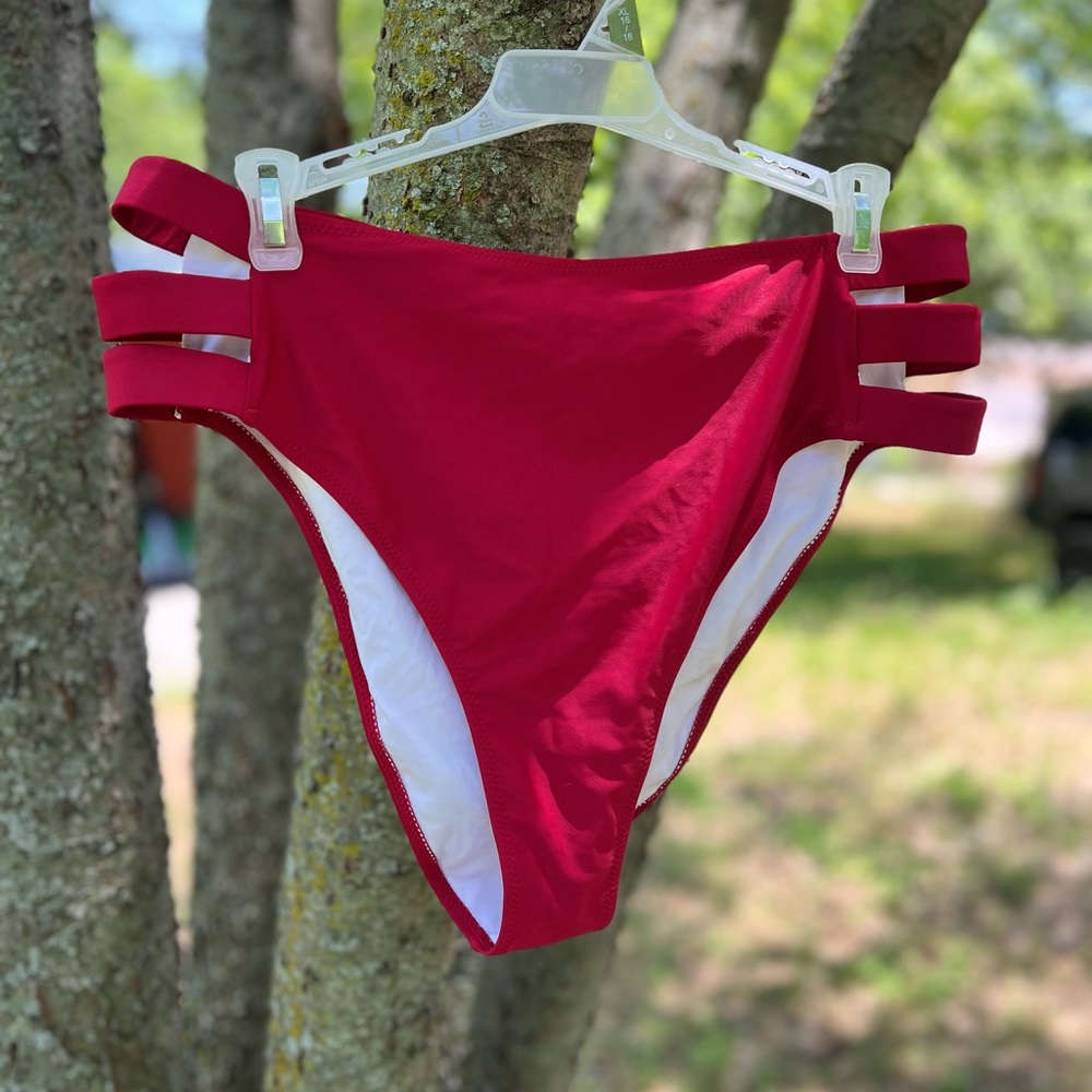 Red High-Waisted Bikini Bottom